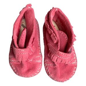 Minnetonka Infant Moccasins Hot Pink Size 1 (0-3 Mon) Leather Bootie
